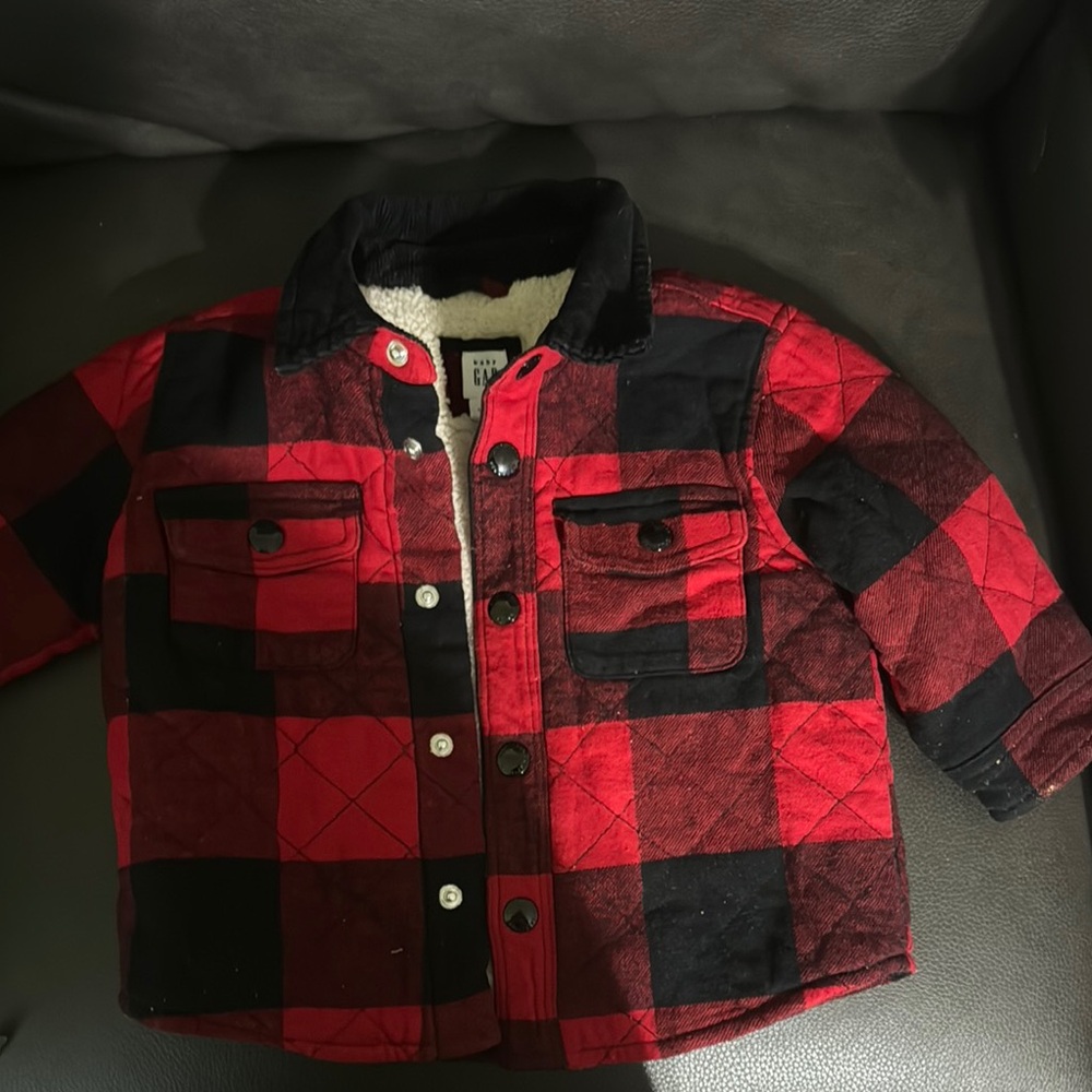 GAP Kids Red and Black Plaid Jacket